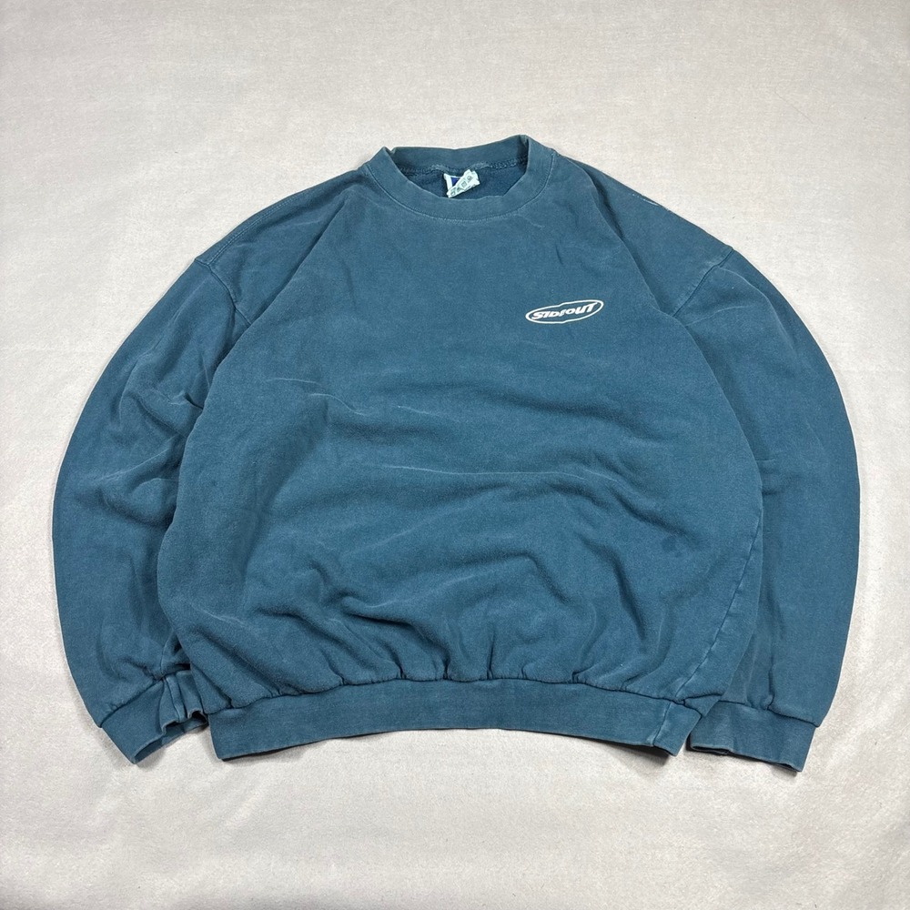 Vintage Sideout Crewneck Sweatshirt Teal Blue Large Back Graphic Mens XL
